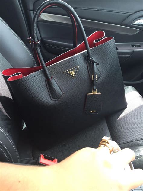 red purse prada|Prada black and red handbag.